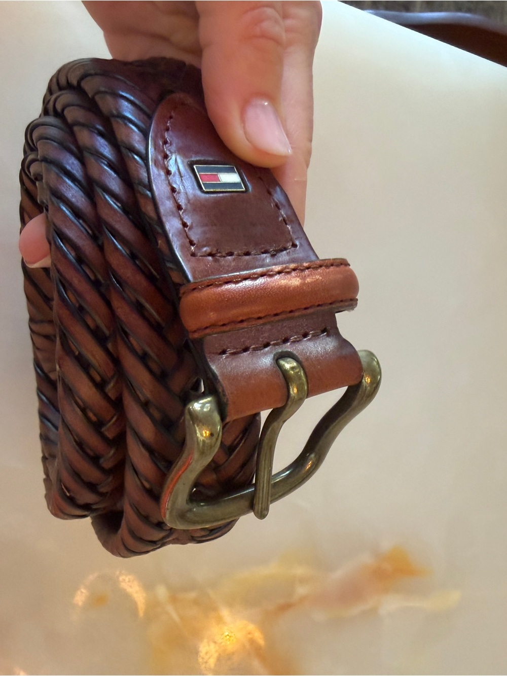 Men’s Brown leather woven Tommy Hilfiger Belt